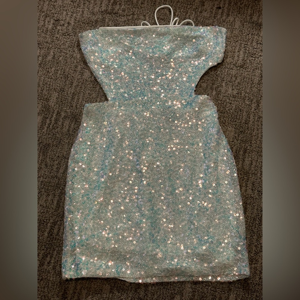 White sequined mini dress, Windsor size medium.